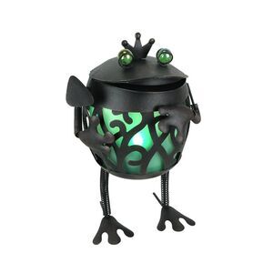 Metal Frog Green LED Solar Garden Statue Accent Light